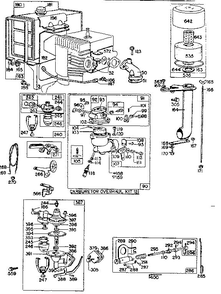 Carburetor Overhaul Kit And Fuel Tank Assembly Diagram and Parts List for 19D-FB 0010 - 0030 Briggs and Stratton Engine
